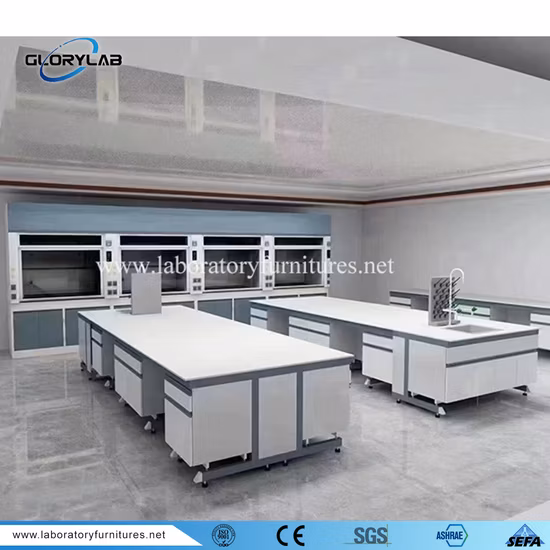 Универсальная лабораторная островная скамья для металлических и деревянных лабораторных столов для научно-исследовательских учреждений.